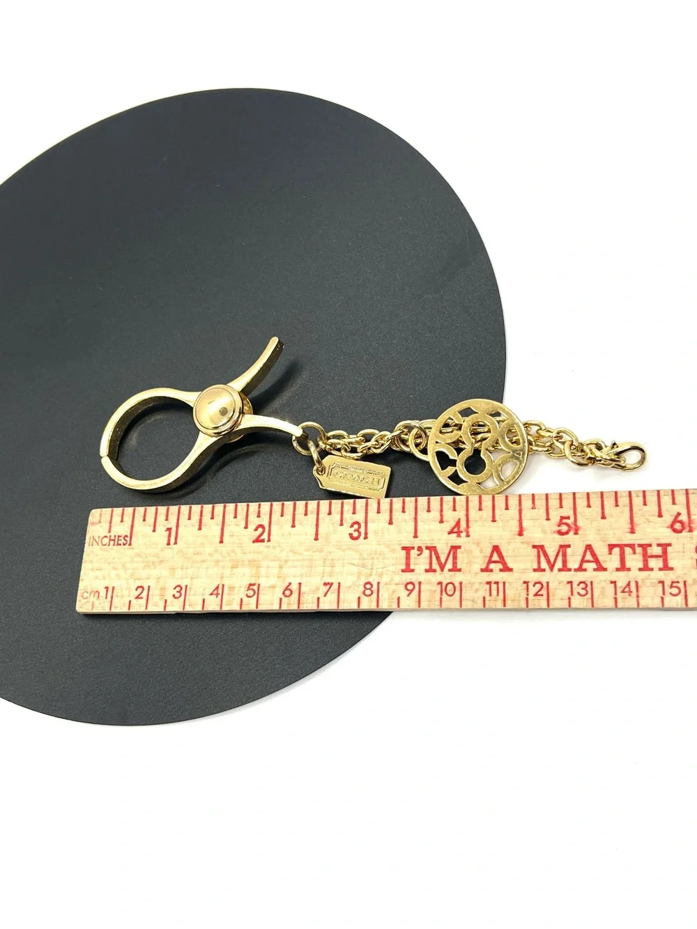 Coach Gold Signature C Glove Holder Key Ring Bag Charm Chain Clip & Dust Bag